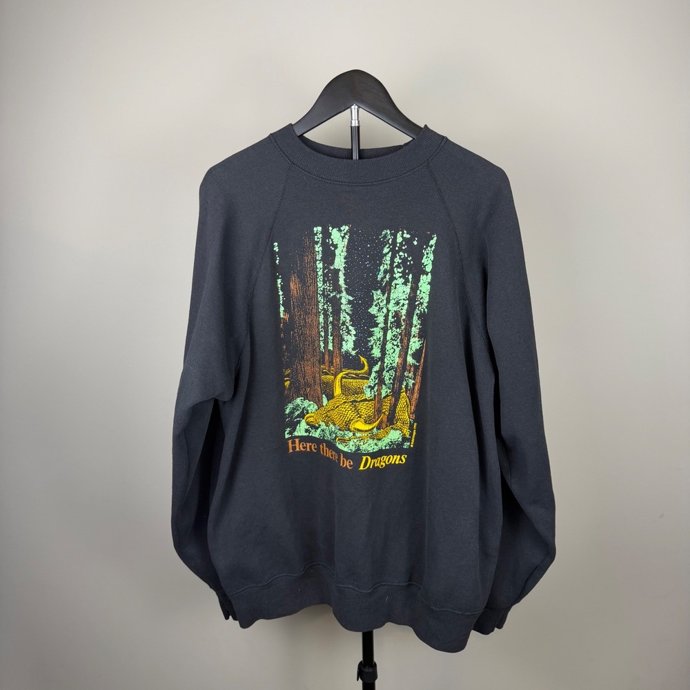 Vintage 1992 Vaughn Bode Here There Be Dragons Sweatshirt Russell XL USA